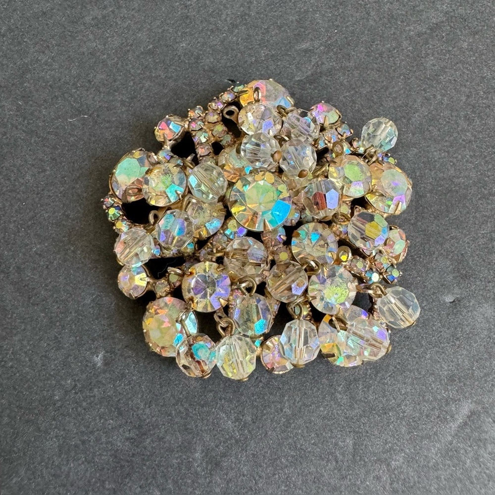 Vintage Juliana Cha Cha Brooch Aurora Borealis Crystal Rhinestone Pin Iridescent - Picture 12 of 12